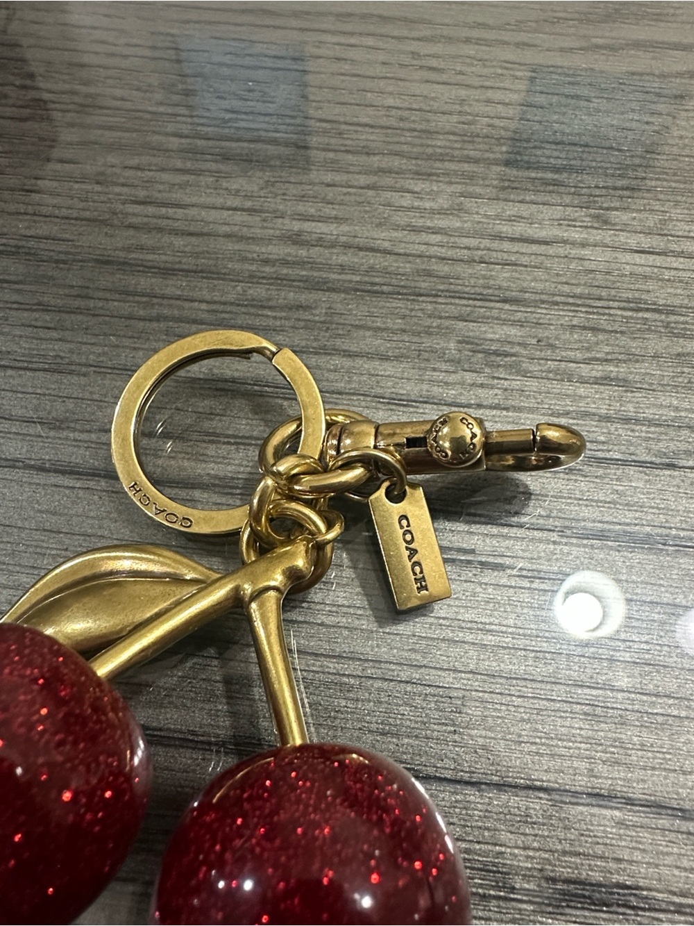 Coach Red Glitter Cherry Bag Charm Keychain - Picture 2 of 2
